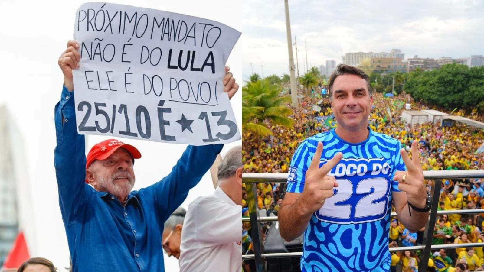 Flávio Bolsonaro e Lula encerram campanha presidencial no Sudeste